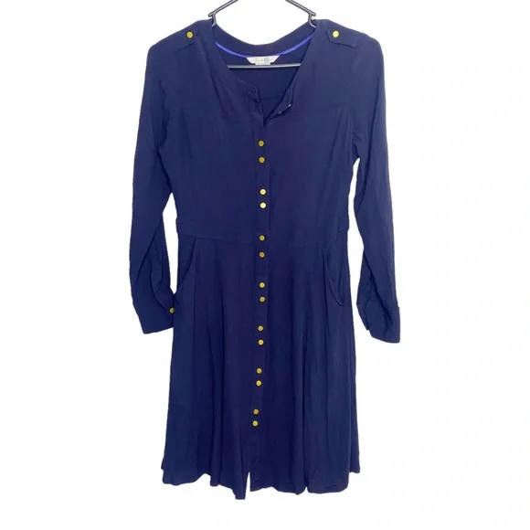 blue shirt dress crepe Navy Crepe Royal Shirt Dress main image 0